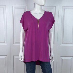 CARMEN short-sleeved sweater with 1/4 zip large LIKE NEW!!